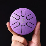 HLURU 3 Inches Steel Tongue Drum 6 Notes Hand Held Ethereal Drum Zen Meditation Tool Spirit Exercise Percussion Instrument Toy