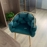 Nordic Metal Living Room Chair for Living Room Soft Upholstered Backrest Chairs Light Luxury Household Armchair for Nail Salon