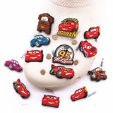 6 Pack Original Animation Movie Cars PVC Shoe Charms Accessories Lightning McQueen Jeans Clog Pins Kids Women Shoe Decorations