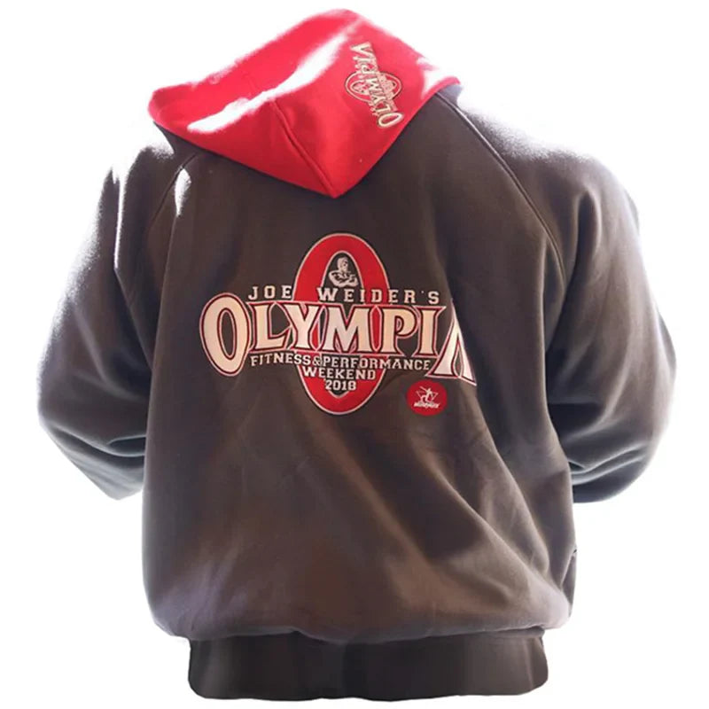 2023 OLYMPIA Men Gyms Hoodies Gyms Fitness Bodybuilding Sweatshirt Pullover Sportswear Male Workout Hooded Jacket Clothing