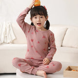 Autumn Cotton Sleepwear Sets for Children Baby Girls Lovely Heart Pajamas 2Pcs Long Sleeve Shirts+Pants Loungewear Kids Clothing