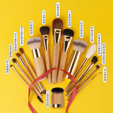 T-ARTE Makeup Brushes Powder Foundation Blusher Eyeshadow Brushes Professional Natural Animal Hair Bamboo Handle Make Up Tools