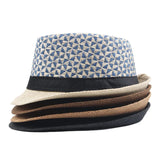 Stitching Color Geometry Shade Men Straw Hat Spring Summer Sun Protection Top Hat Jazz Cap