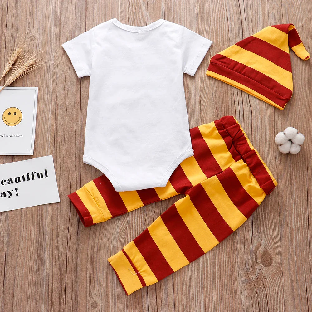 Newborn Baby Clothes 3 Pieces Sets 2023 Halloween Little Wizard Tops+Pants+Hat Toddler Babe Boy Girl Outfits