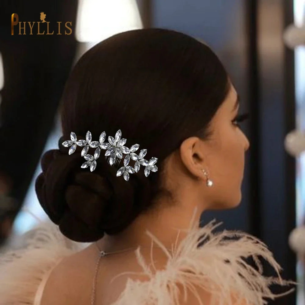 A477 Simple Hair Combs Rhinestone Hairpins Women Clips Wedding Headdress Bridal Hair Accessories Bride Barrette Hair Tiara