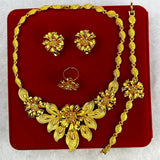 ANIID Indian 24K Gold Color Necklace Set For Women Party Bridal Wedding Ethiopian Luxury Dubai Jewelry Wholesale New Gifts