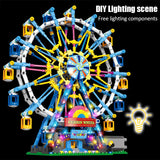 City Friends MOC Rotating Ferris Wheel Building Blocks Electric Bricks with Light Toys for Children Christmas Gifts