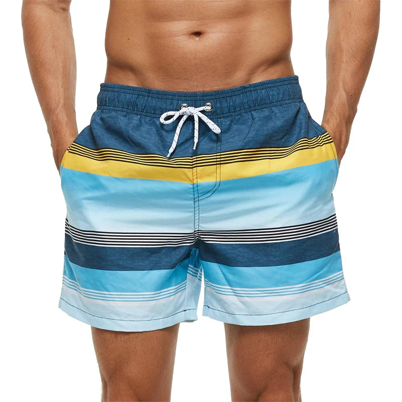 ESCATCH Fast Dry Men's Board Shorts Vertical Stripe Design New Arrival Summer Beach Surfing Man Swim Pants Plus Size