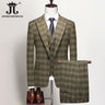 S-5XL ( Blazer + Vest + Pants ) Boutique British Style Mens Suit Plaid Groom Wedding Dress Business Casual Formal Suits 3Pcs Set