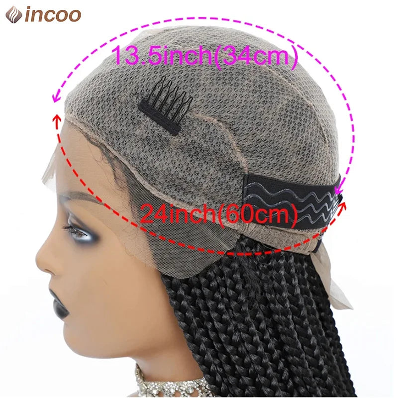 Cornrow Box Braided Wigs 36inch Long jumbo Knotless African Braiding Hair With Baby Hair Synthetic Full Lace Front Wigs Hair Wig