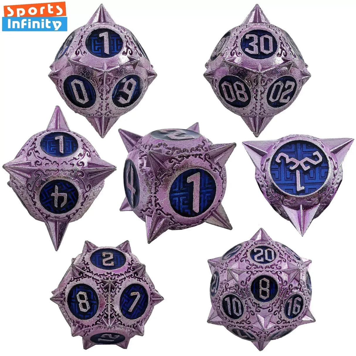 7pcs Solid Metal Dice Beautiful and Finely Crafted Number Dice Set for Dnd TRPG RPG Cthulhu Dice Running Team Desktop Decoration