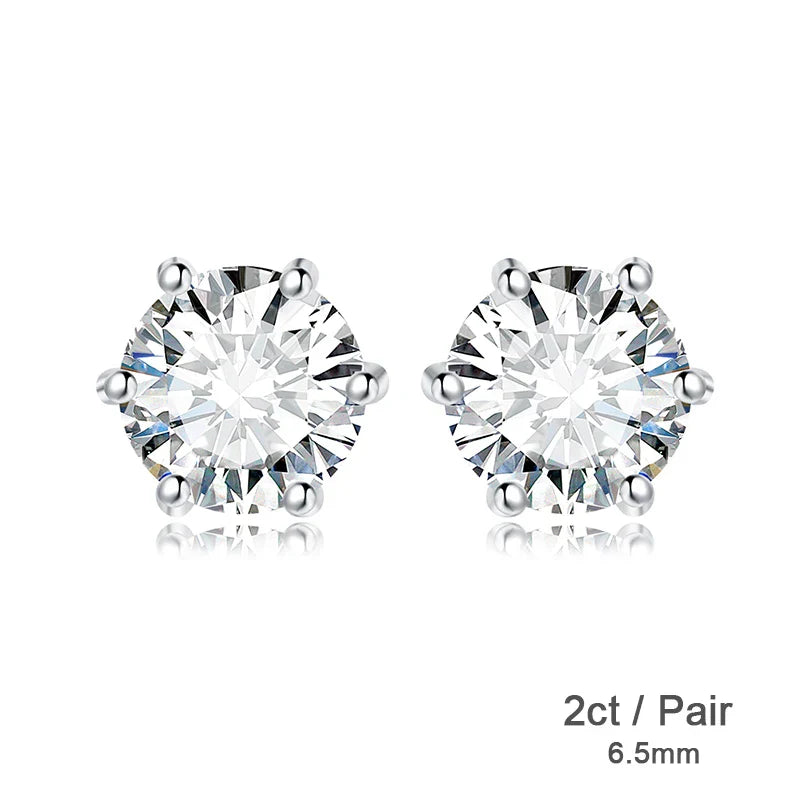 JewelryPalace Moissanite D Color Total 0.6ct 1ct 2ct 3ct 4ct 6ct S925 Sterling Silver Stud Earrings for Woman