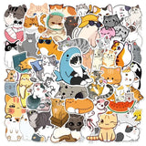 10/30/64PCS Kawaii Winter Yellow Cat Sticky Graffiti Sticker Aesthetic PVC Children's Decoration Sketchbook Scrapbook for Kids