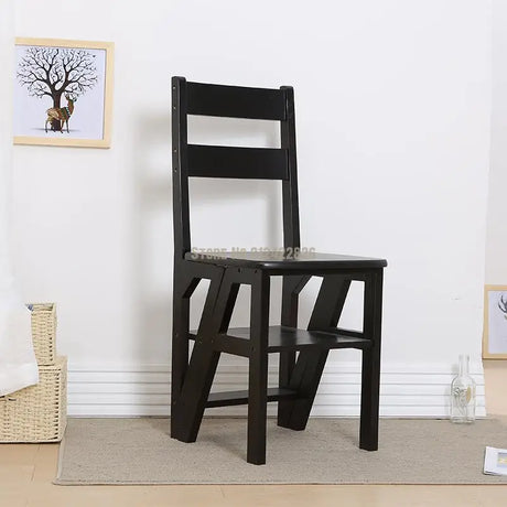 Solid Wood Household Multifunctional Folding Ladder Chair Indoor Climbing Ladder Dual-use Three-step Four-step Ladder Stool