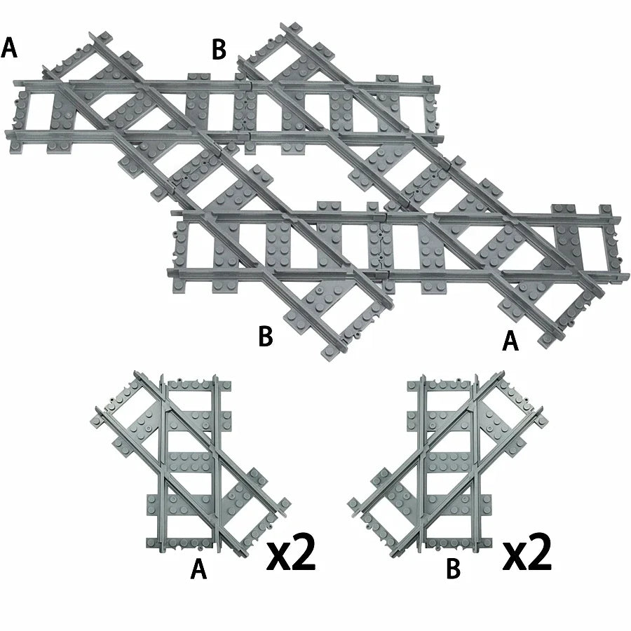 City Track Trains Uphill Flexible Soft Tracks Building Block Forked Straight Curved Railway Bricks Model Construction Toy Gift