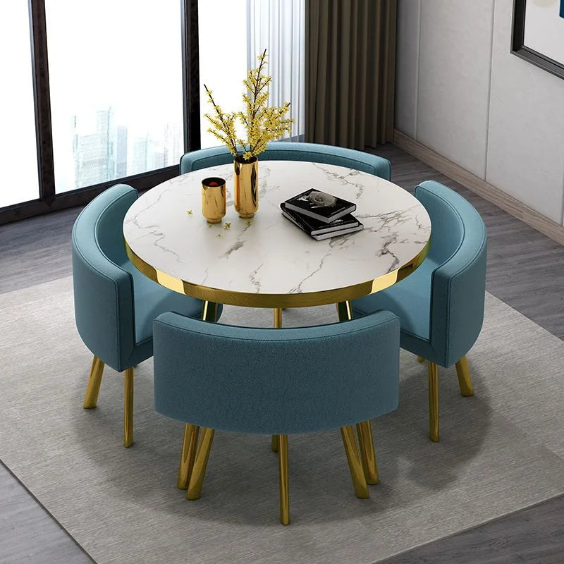 Luxury Reception Negotiation Table and 4 Chairs Round Table Office Conference Shop Visitor Desk Home Dining Tables Kitchen Mesa