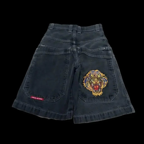 Hip Hop Pocket Baggy Denim Harajuku JNCO Mens Shorts Y2K Gym Shorts Women 2024 New Gothic Basketball Shorts Streetwear