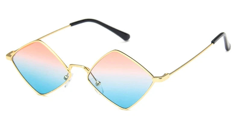 Hipster Polygon Women Sunglasses Irregular Vintage Small Frame Rhombus Ladies Sunglasses Shades Retro Alloy Eyewear Black