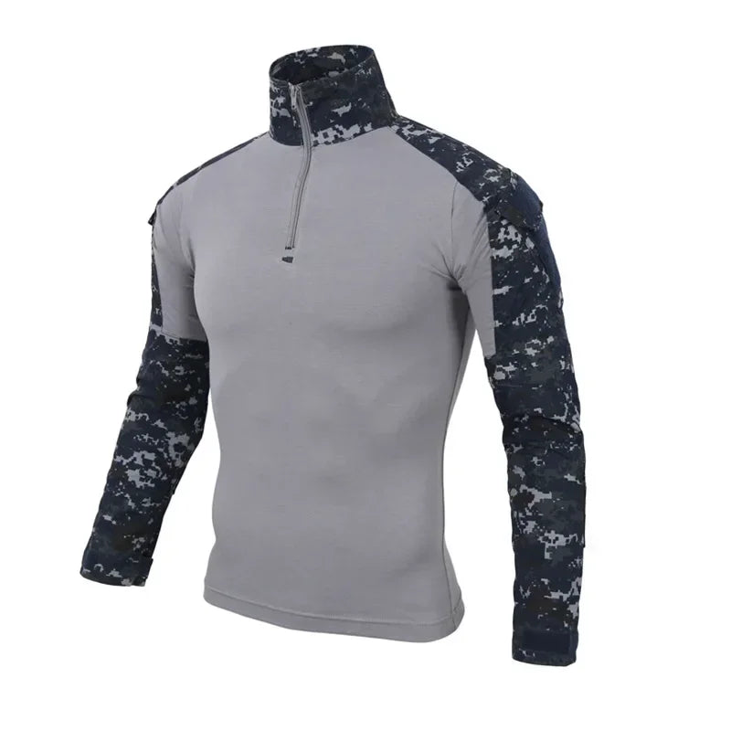 Combat Uniform Shirt Camouflage US Asian Size S-3XL Cargo Sport Tops Airsoft Paintball Tactical Men Shirts