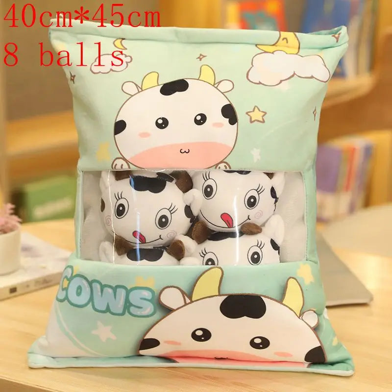 New Kawaii Animal Balls Pudding Candy Bag Pillow Plush Stuffed Mini Doll of Donut Boba Milk Tea Bat Newt Cat Nap Plushie