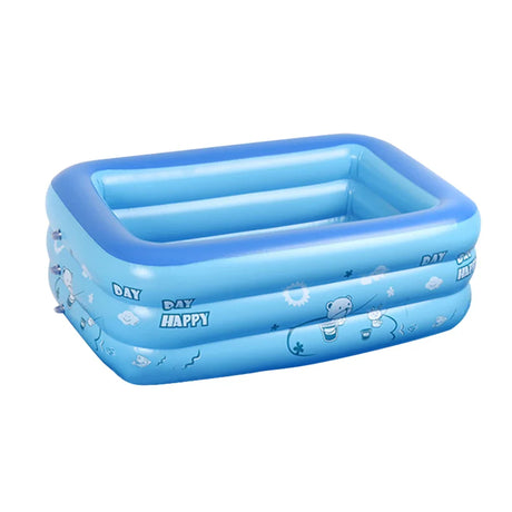 Inflatable Baby Ball Pit Pool Toddler Water Game Play Center Rectangle Blow Up Swimming Pool 3 Rings for Outside Backyard Ground