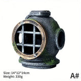 1pc Resin Diving Helmet Wreck Aquarium Fish Tank Landscaping Creative Decoration Ornament Through Rest Shelter for Tank