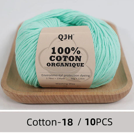 QJH 10PCS 100% Organic Cotton Yarn Pure/Mixed Color Yarn, Knitting Yarn - Crochet Yarn Soft 10 Strands Hank Yarn Machine Washabl