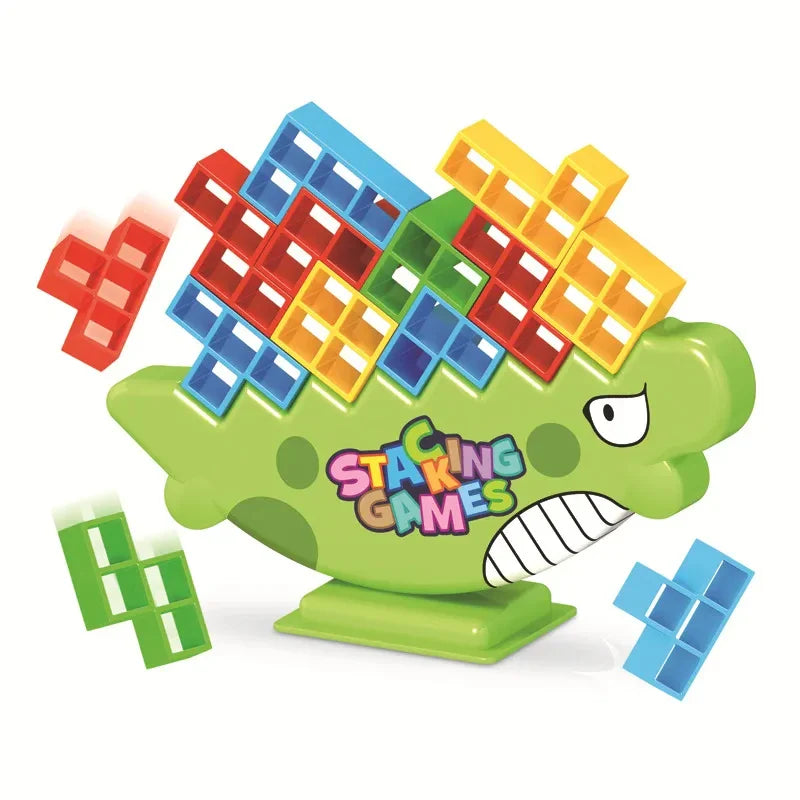 64PCS Dinosau Tetra Tower Fun Balance Stacking Building Blocks Board Game for Kids Adults Friends Party Toy Family Game Gifts