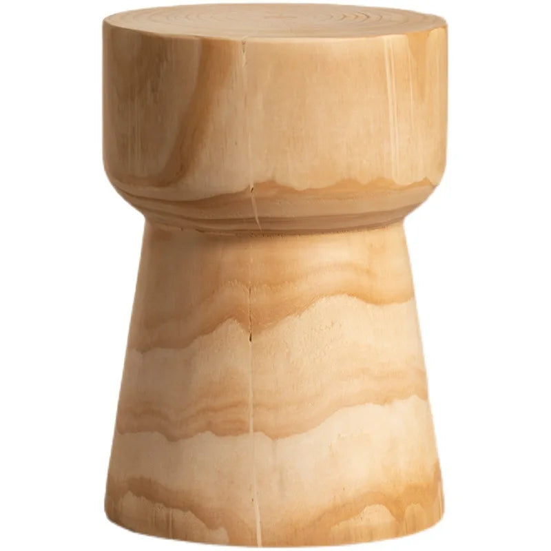 Creative Solid Wood Stool Log Pouf Sitting Stool Household Side Table Stump Hotel Decoration Coffee Table Creative Round Stool