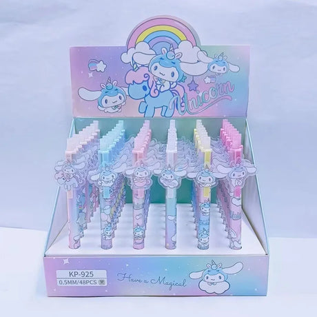 Sanrio Gel Pen 48pcs New Lovely Hello Kitty Cinnamoroll Acrylic Patch Melody Cartoon Students Cute Supplies Stationery Wholesale