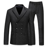 Men's Stripe Suit High Quality Gentleman Double Breasted Blazer 3 Pcs Set Slim Fit Wedding Male Blazer Jacket Coat Pants Vest