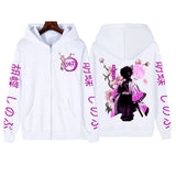 Kochou Shinobu Women Zip Hoodies Winter Autumn Casual Zipper Jacket Harajuku Demon Slayer Plus Size Sweatshirt Female Pullover