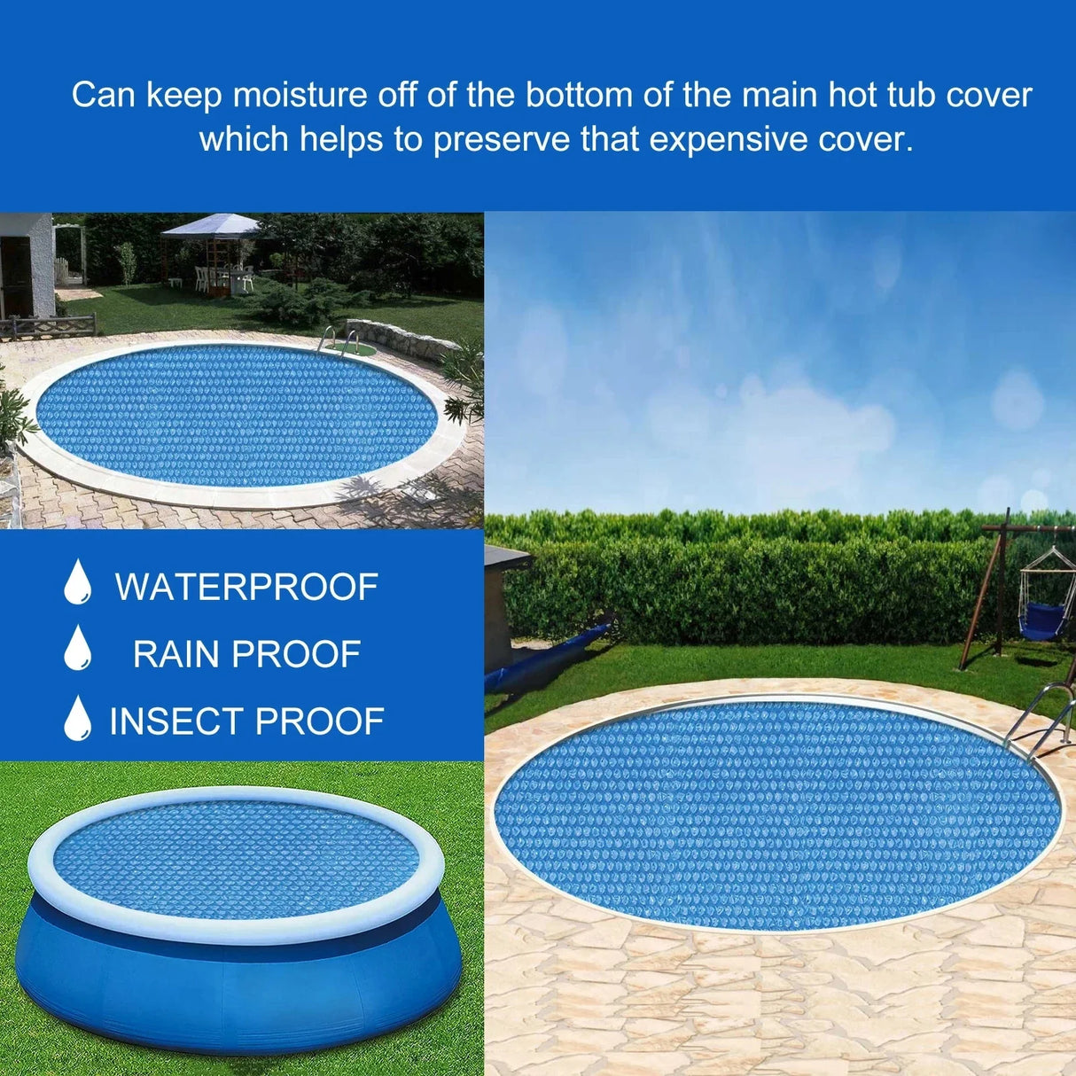 Swimming Pool Cover Rectangular/Round Pool Bubble Cover Heat Insulation Dustproof Canvas For Pool Blanket Pool Accessories