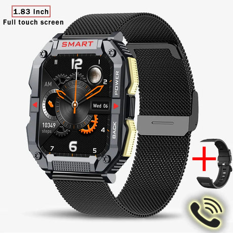 GPS Military Smart Watch Men Carbon Black Ultra Army Outdoor IP68 5ATM Waterproof Heart Rate Blood Oxygen Satm Smartwatch 2024