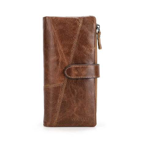 CONTACT'S Genuine Leather Wallets for Men Vintage Long Wallets Luxury Brand Coin Purses Men Card Holder Money Clip Men's Wallet