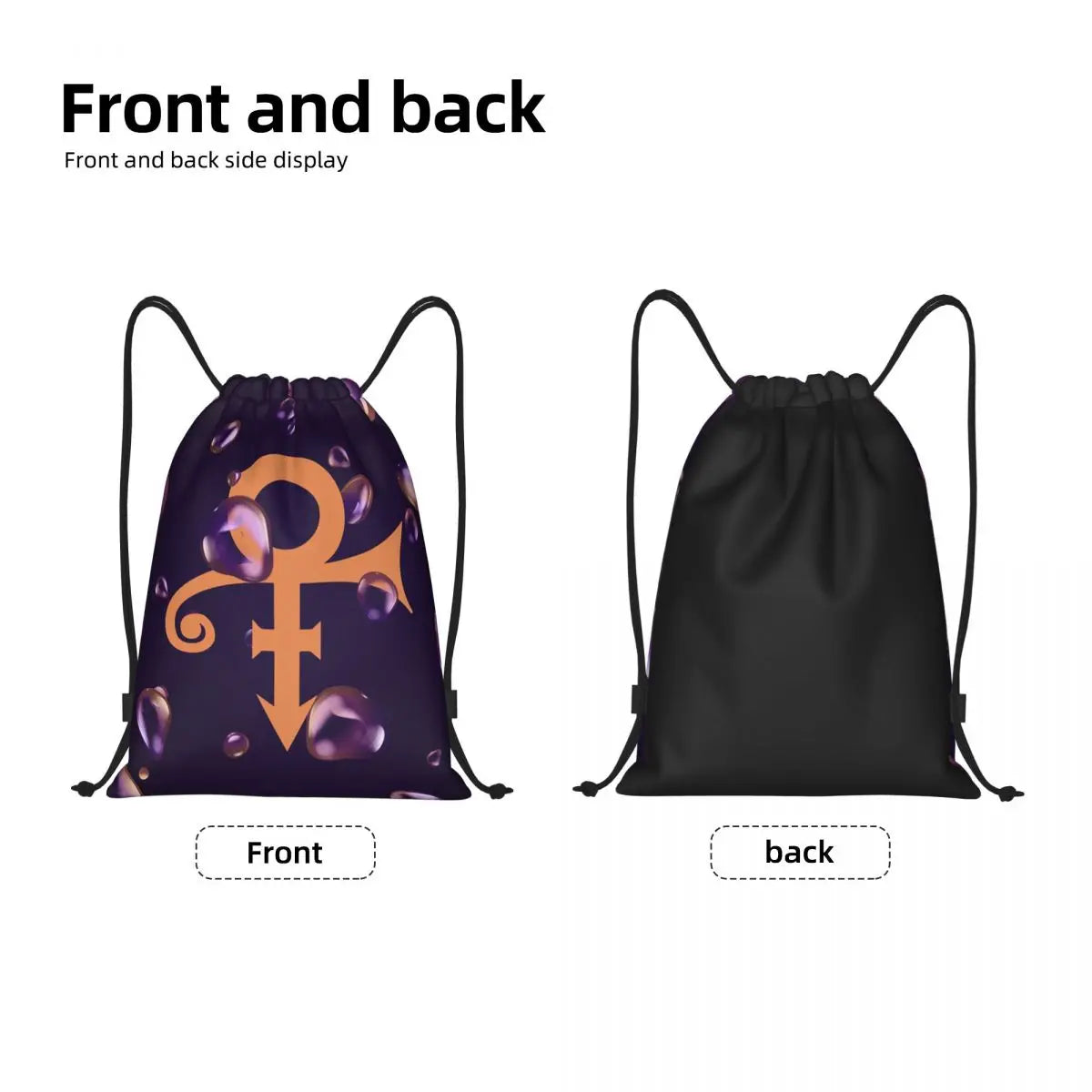 Purple Rain Paisley Park Logo Drawstring Backpack Sports Gym Sackpack Artist Prince String Bag for Working Out