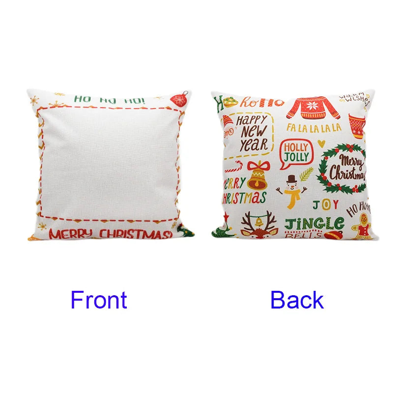 5pcs Sublimation DIY White Blank Linen Square Merry Christmas Pillow Case