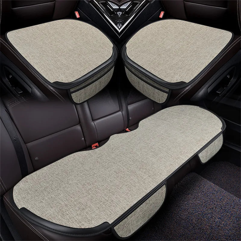 Summer Flax Car Seat Cover Front Rear Full Set Choose Auto Seat Cushion Linen Fabric Seat Pad Protector Car Interior Accessories