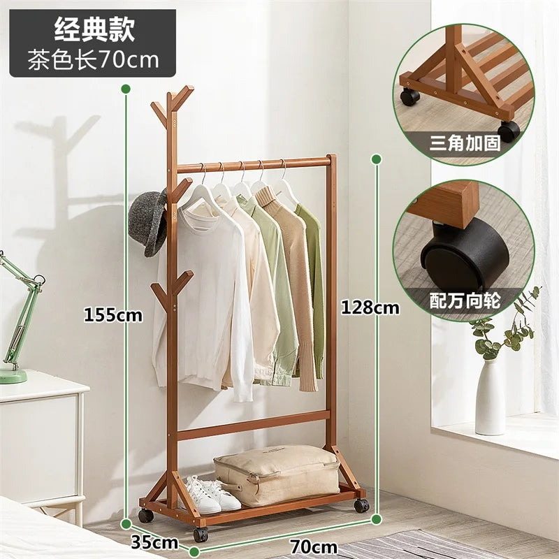 Wooden Boutique Coat Stand Floor Pants Bag Cheap Hotel Clothes Hanger Garden Shoe Shelf Towel Hook Rack Para Ropa Room Furniture