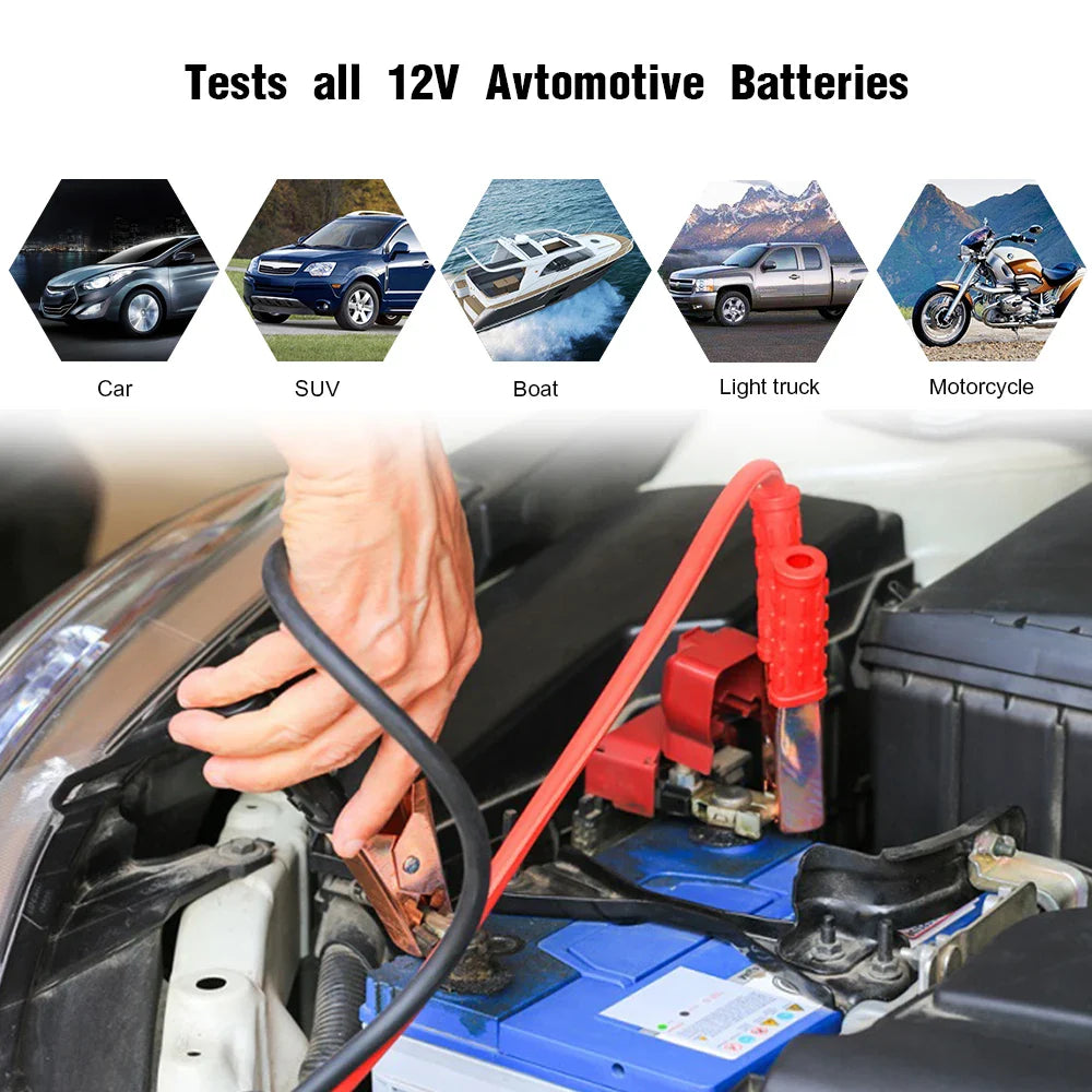 KONNWEI KW208 Battery Tester 12V Automotive Battery Charger Inspection Tools 100 to 2000CCA Cranking Charging Circut Analyzer