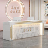 Modern Cash Register Clothing Store Counter Reception Desks Light Luxury Simple Hairdressing Beauty Salon Bar Table with Light