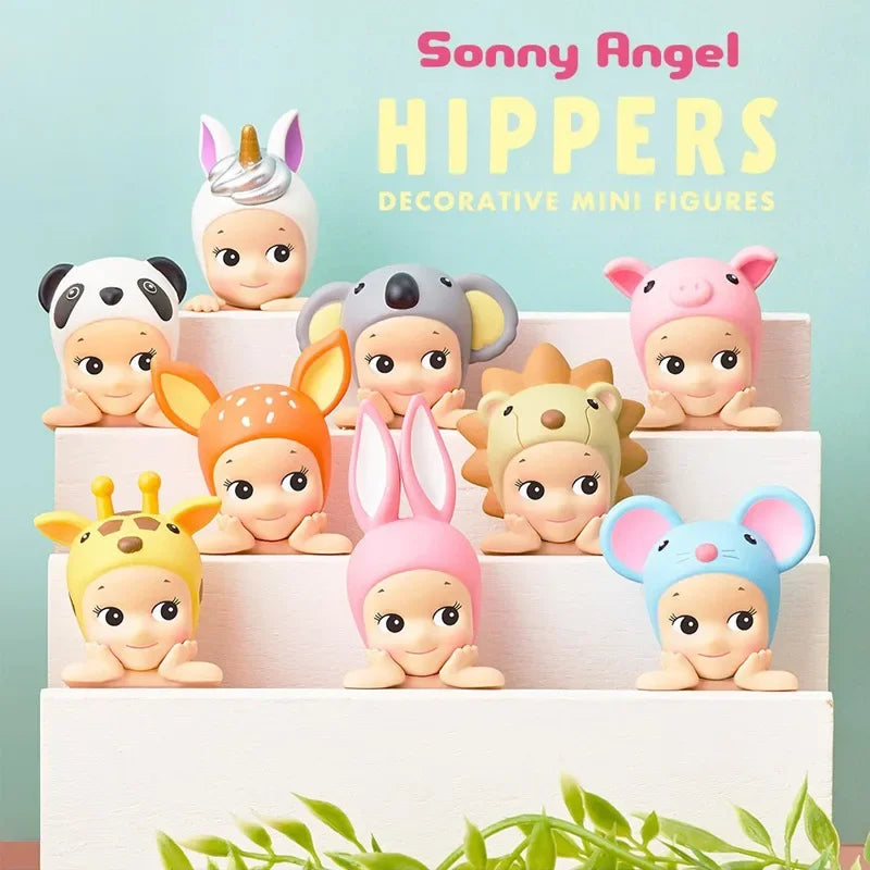 Sonny Angel Blind Box Animal Hippers Series Mystery Box Kwaii Supporting Cheek Baby Figure Children's Toys Gifts Phone Decor Gk