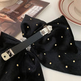 New Retro Flocking Bowknot Hair Clips Trendy Black Ponytail Holder Hairpins Hairgrips Barrettes For Women Party Hair Accessories