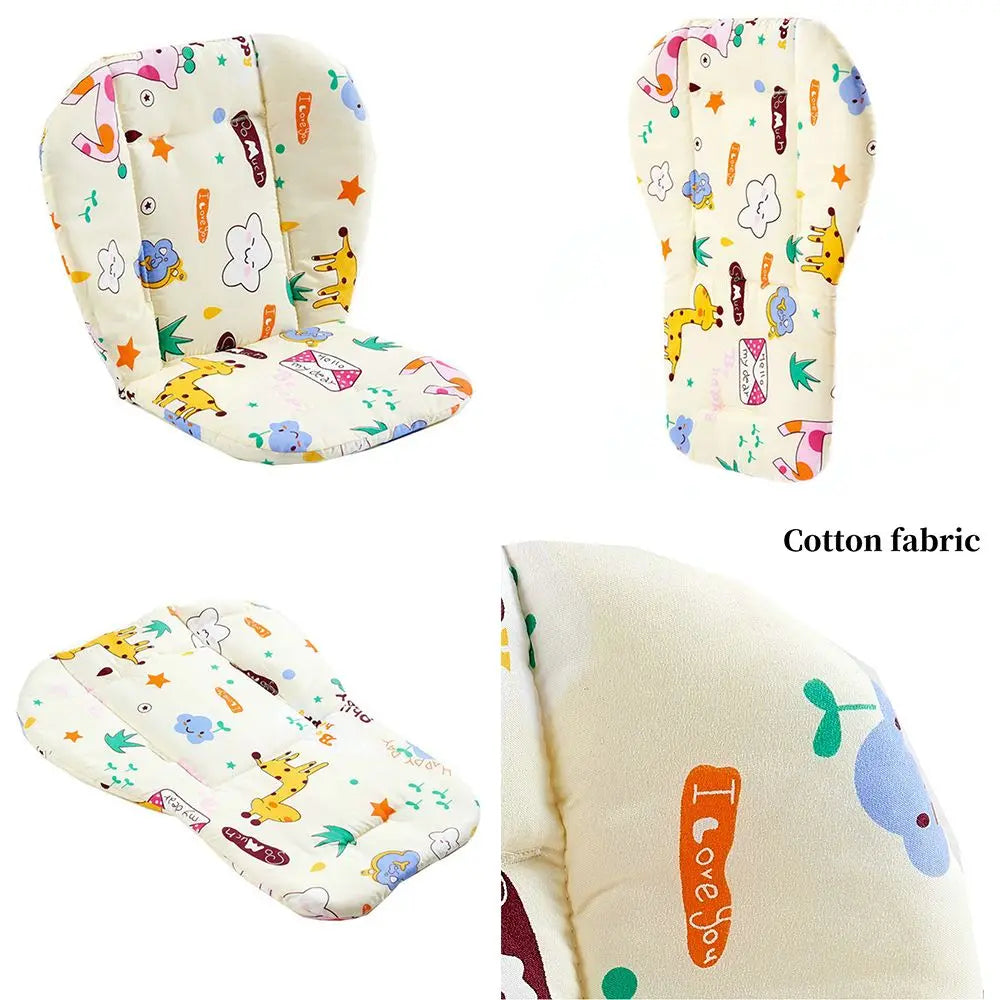 Portable Cartoon Baby Stroller Mat Warm Cotton Thick Feeding Chair Mat Kids Highchair Soft Cushion Stroller Accessories