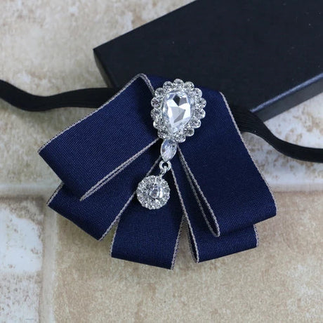 i-Remiel Korean Vintage Luxury Diamond Bow Tie British Flower Bows Brooch Bowtie for Mens Wedding Suit Clothing & Accessories