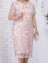 Plus Size Party Dress for Wedding Guest Luxury Elegant Women's 50 Year Ladies Lace Floral Prom Bodycon Chubby Women's Dresses