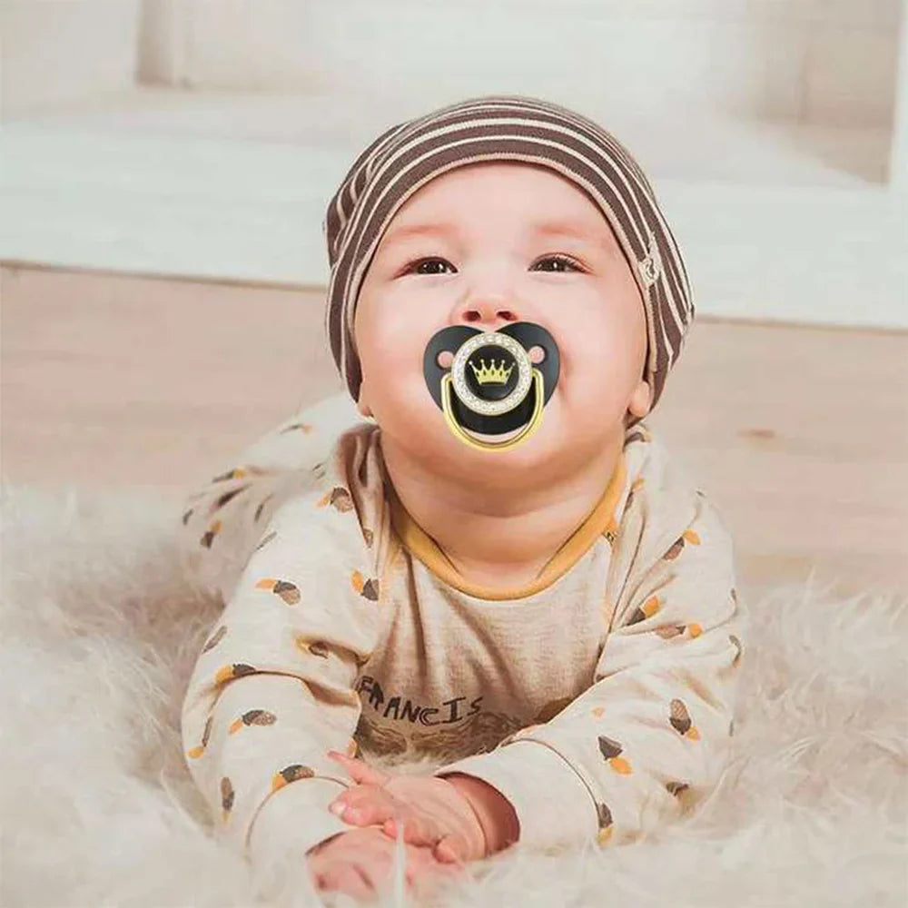 New Crown Diamond Silicone Pacifier 0-3 Years Photography Accessories Silicone Pacifier with Dust Cover No Colour Fading