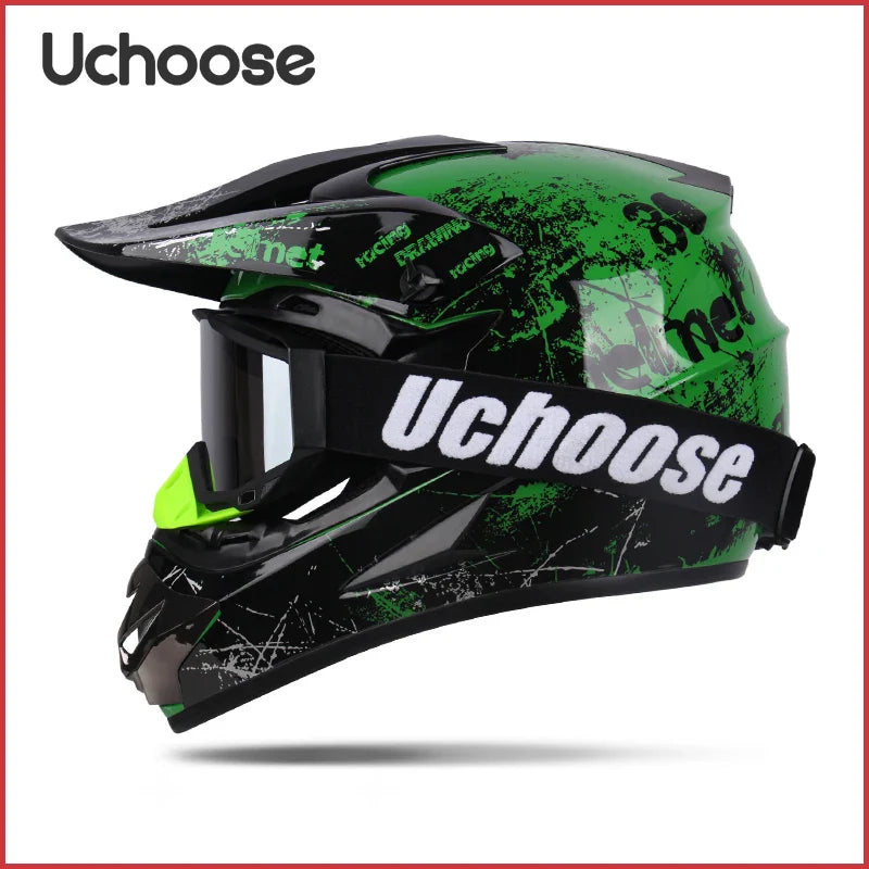 UCHOOSE Motorcycle Helmet Professional Motocross Off Road Helm Children Off-road Casque Capacete De Motocicleta Gift Goggles