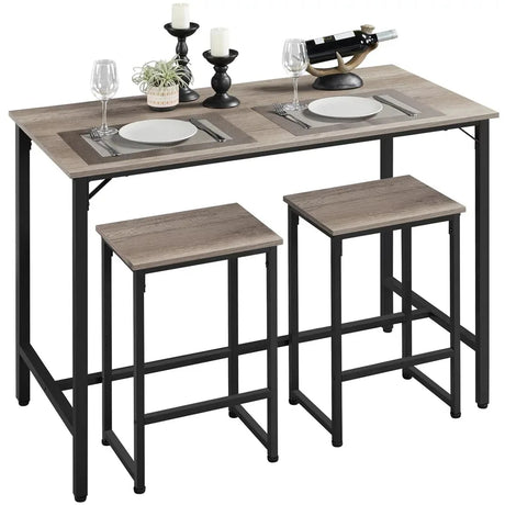 Dining/Bar/Kitchen Table Set with 2 Backless Stools, 35.4 in Height, Home Bar Furniture  Bar Furniture,47.50 x 24.00 x 35.50