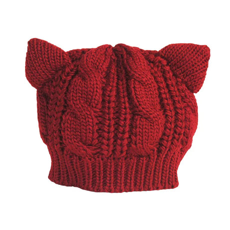 Solid Color Warm Cat Ear Knitted Hats Crochet Lugs Anime Beanies Women's Winter Hat Gilrls Kawaii Bonnet Femme Wool Cap